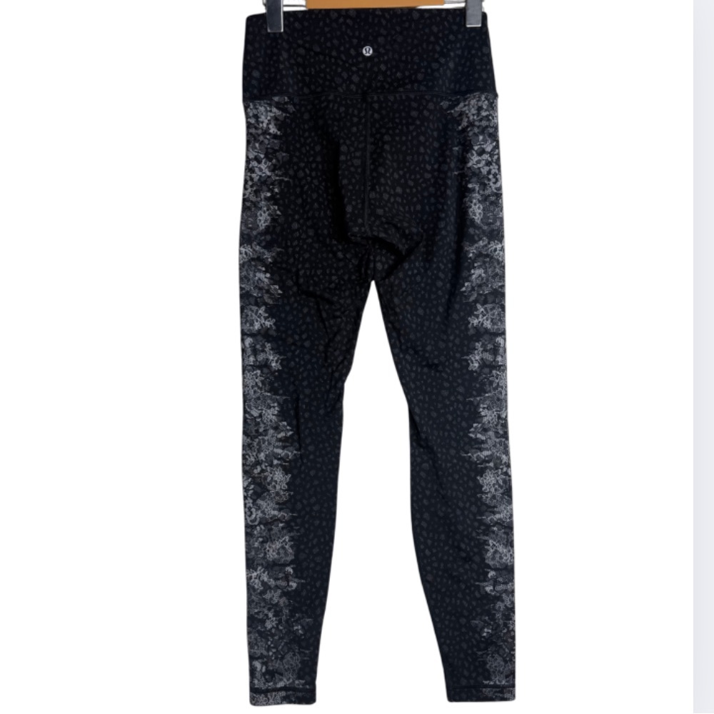 Lululemon Wunder Under Hi-Rise Nulux Leggings Overlace Black Grey Size 8 - Picture 4 of 14